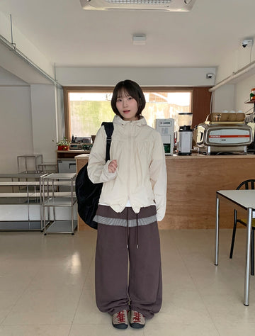 Hetenin Two-Way String Shirring Hood Wind Jumper